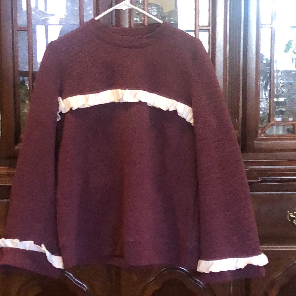 Maroon Shirt with Ruffles
